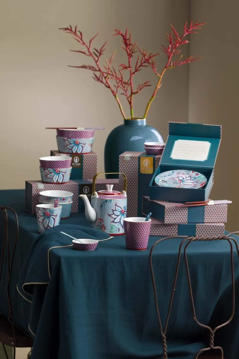 Pip Studio Porzellan Sets|Schalen|Oriental Flower Festival Set/4 Schalen 12cm Blau