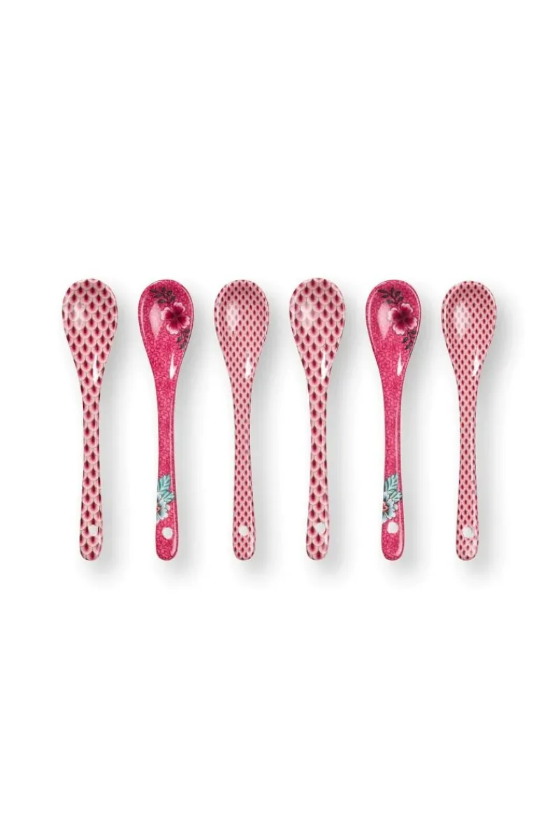 Pip Studio Besteck|Porzellan Sets|Oriental Flower Festival Set/6 Teelöffel Dunkel Rosa