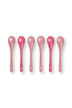 Pip Studio Besteck|Porzellan Sets|Oriental Flower Festival Set/6 Teelöffel Dunkel Rosa
