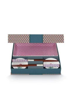 Pip Studio Porzellan Sets|Oriental Flower Festival Sushi Set Blau