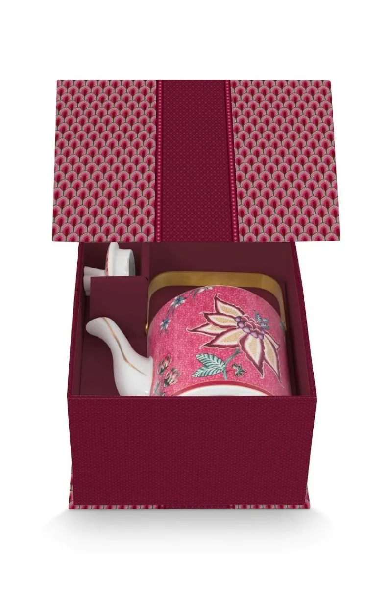 Pip Studio Porzellan Sets|Teekannen|Oriental Flower Festival Teekanne Dunkel Medium Rosa
