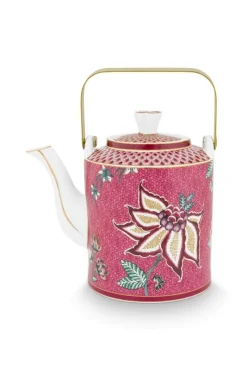 Pip Studio Porzellan Sets|Teekannen|Oriental Flower Festival Teekanne Dunkel Medium Rosa