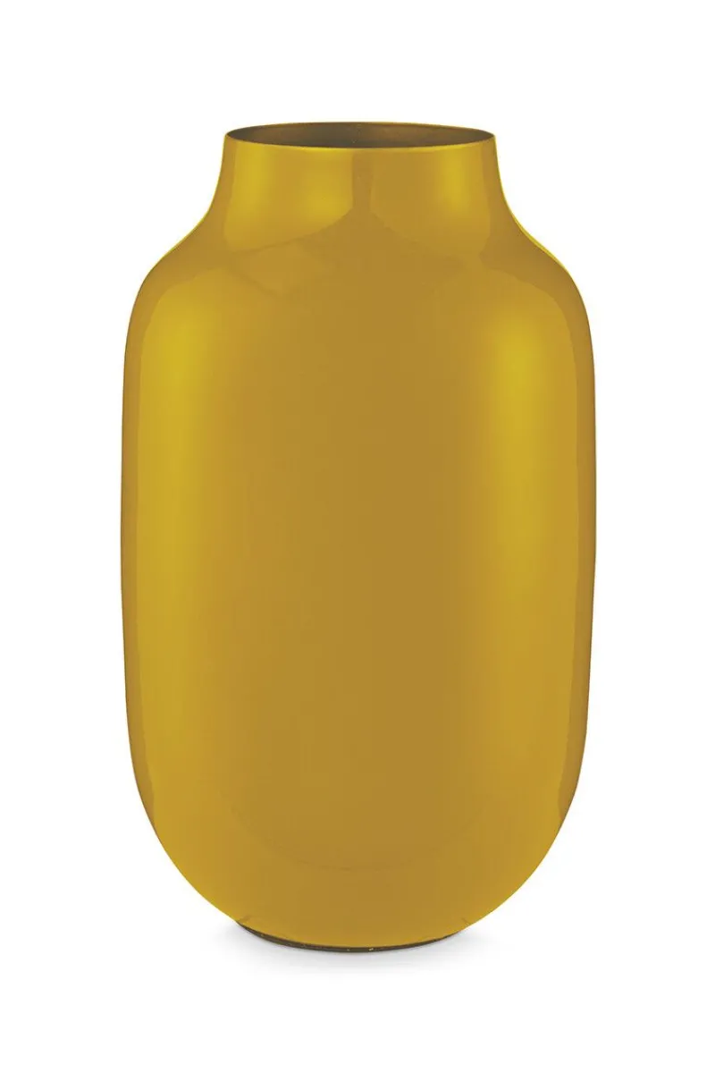 Pip Studio Große Vasen|Ovale Metall Vase 30cm Gelb