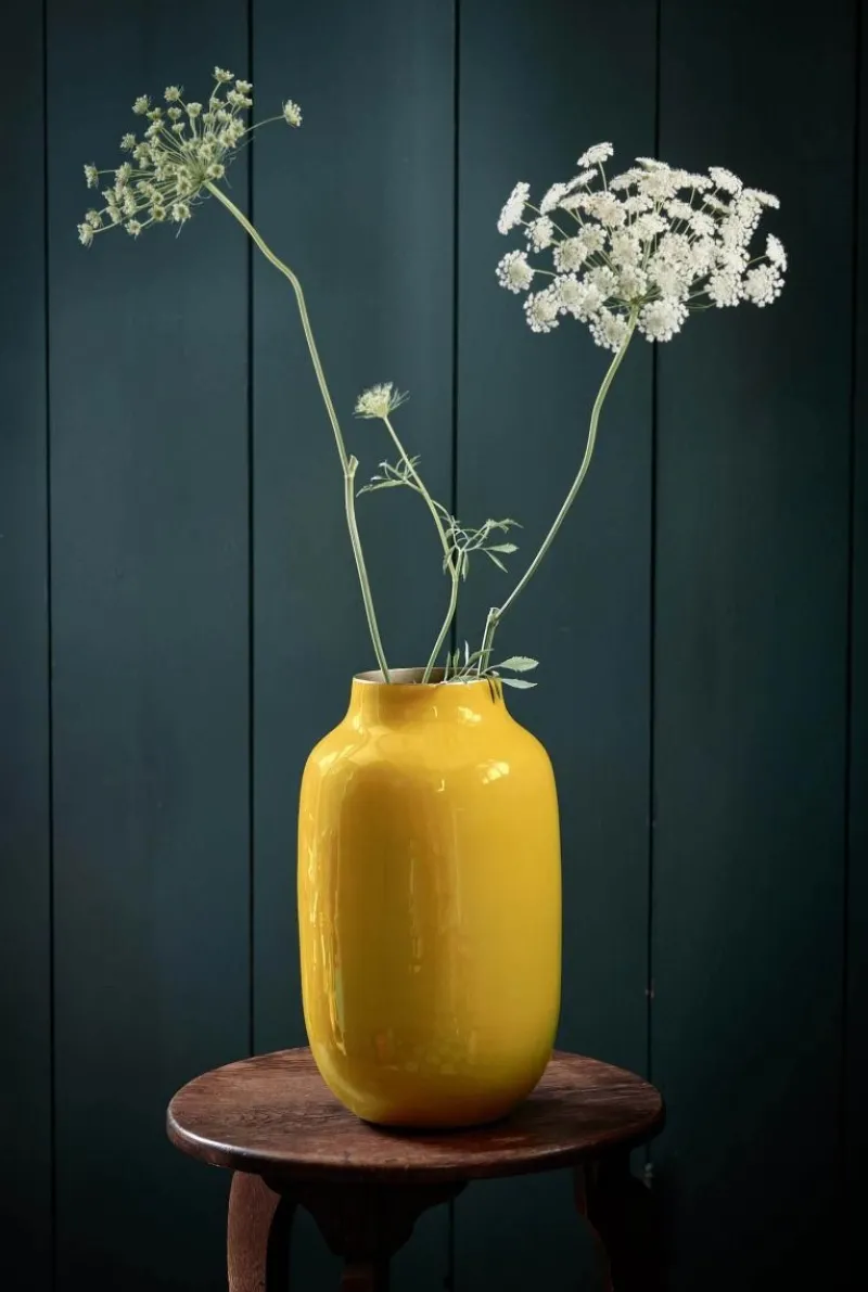 Pip Studio Große Vasen|Ovale Metall Vase 30cm Gelb