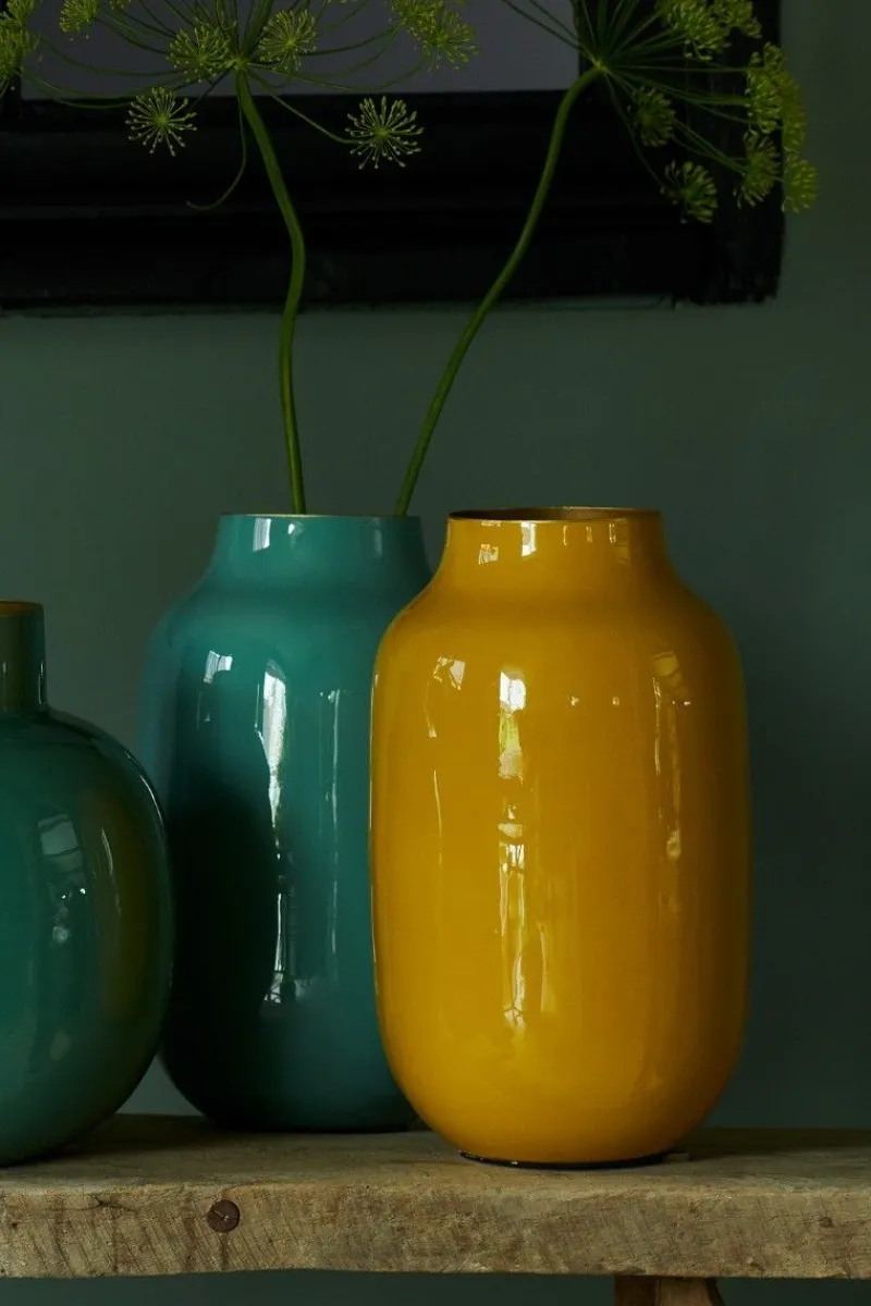 Pip Studio Große Vasen|Ovale Metall Vase 30cm Gelb