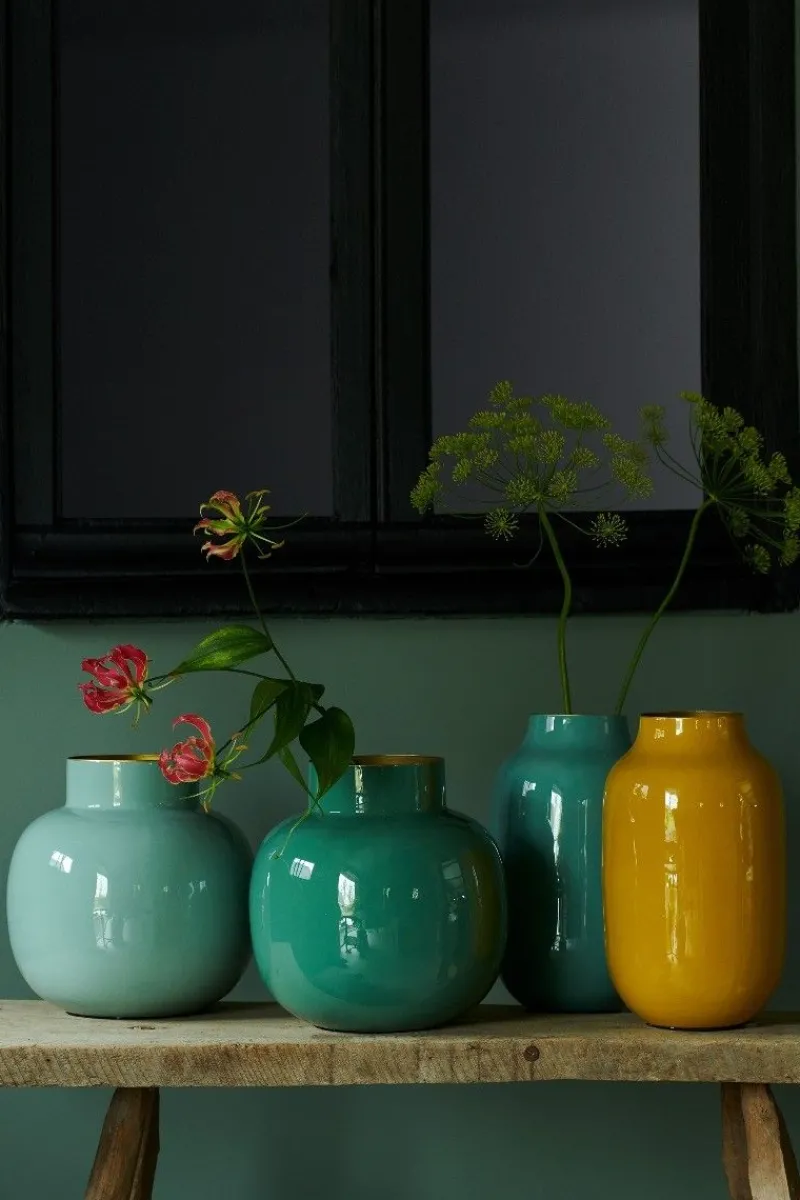 Pip Studio Große Vasen|Ovale Metall Vase 30cm Gelb