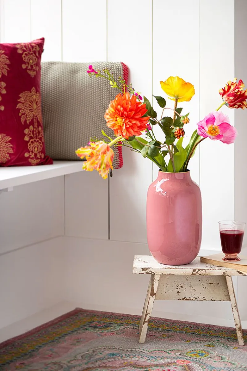 Pip Studio Große Vasen|Ovale Metall Vase Old 30cm Rosa