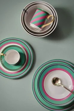 Pip Studio Frühstücksteller|Pip Chique Stripes Frühstücksteller Rosa/Grün 23cm