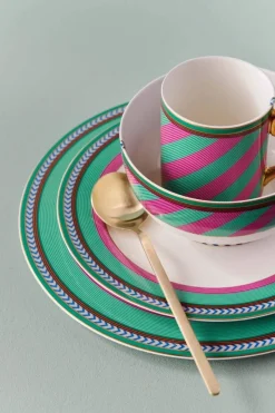 Pip Studio Frühstücksteller|Pip Chique Stripes Frühstücksteller Rosa/Grün 23cm