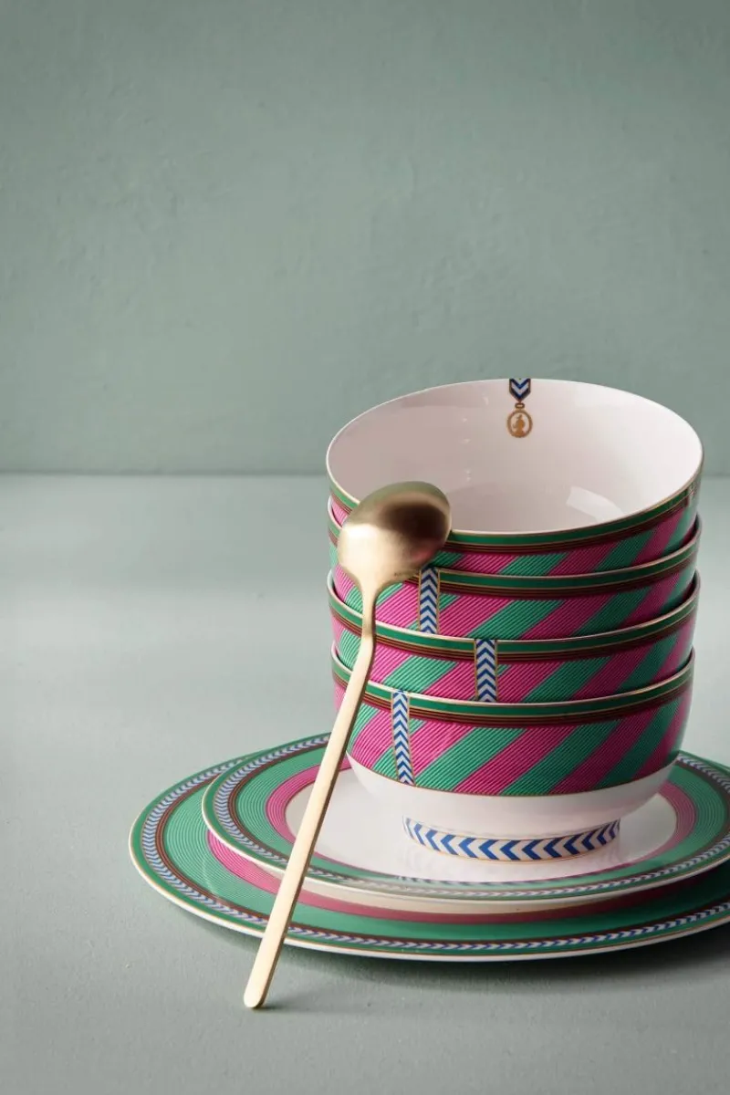Pip Studio Frühstücksteller|Pip Chique Stripes Frühstücksteller Rosa/Grün 23cm