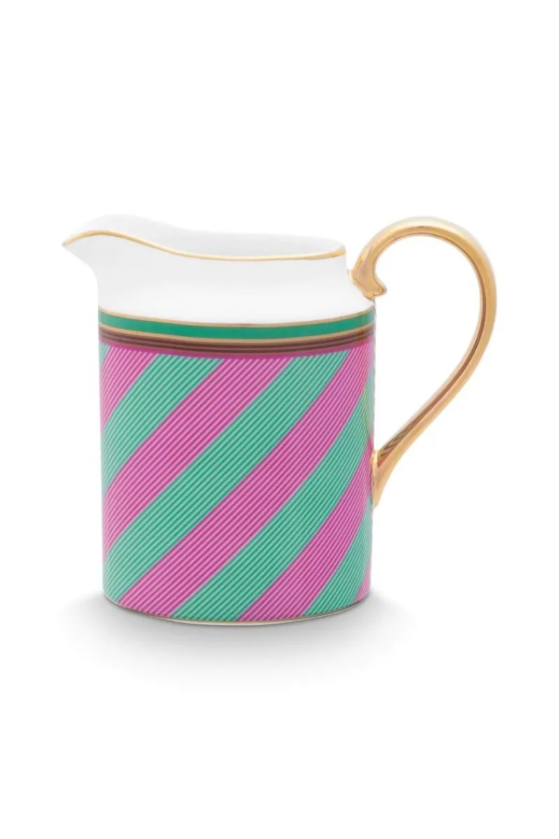Pip Studio Milchkännchen|Pip Chique Stripes Kanne Klein Rosa/Grün Mehrfarbig
