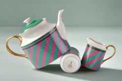 Pip Studio Milchkännchen|Pip Chique Stripes Kanne Klein Rosa/Grün Mehrfarbig