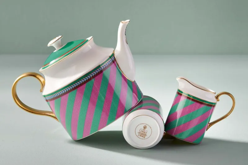 Pip Studio Milchkännchen|Pip Chique Stripes Kanne Klein Rosa/Grün Mehrfarbig