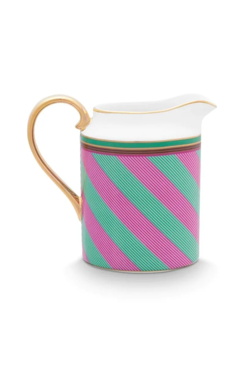 Pip Studio Milchkännchen|Pip Chique Stripes Kanne Klein Rosa/Grün Mehrfarbig