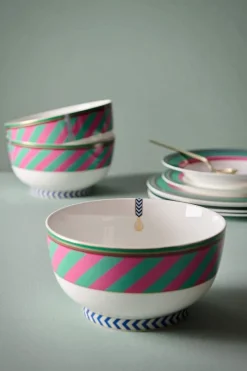 Pip Studio Schalen|Pip Chique Stripes Schale Rosa/Grün 20.5cm Mehrfarbig