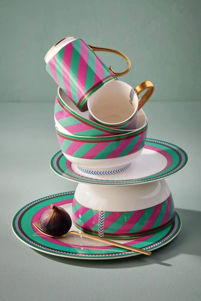 Pip Studio Schalen|Pip Chique Stripes Schale Rosa/Grün 20.5cm Mehrfarbig