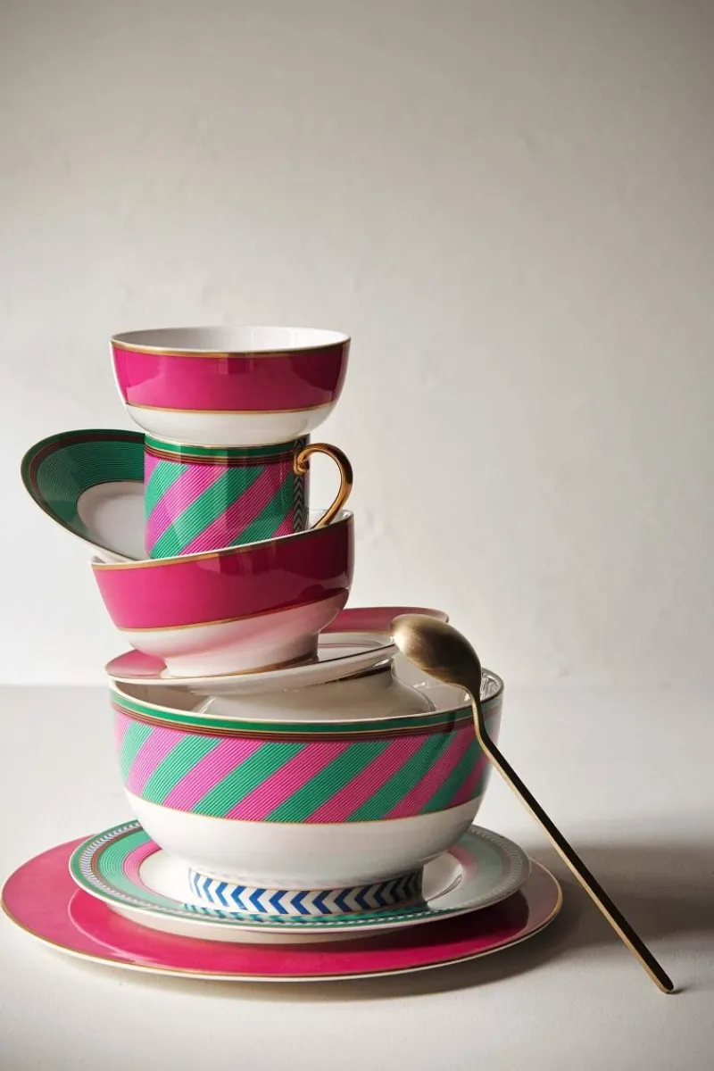 Pip Studio Schalen|Pip Chique Stripes Schale Rosa/Grün 20.5cm Mehrfarbig
