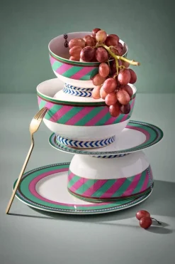 Pip Studio Schalen|Pip Chique Stripes Schale Rosa/Grün 20.5cm Mehrfarbig