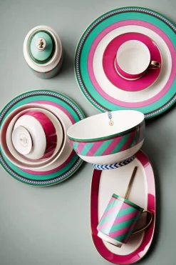 Pip Studio Schalen|Pip Chique Stripes Schale Rosa/Grün 18cm Mehrfarbig