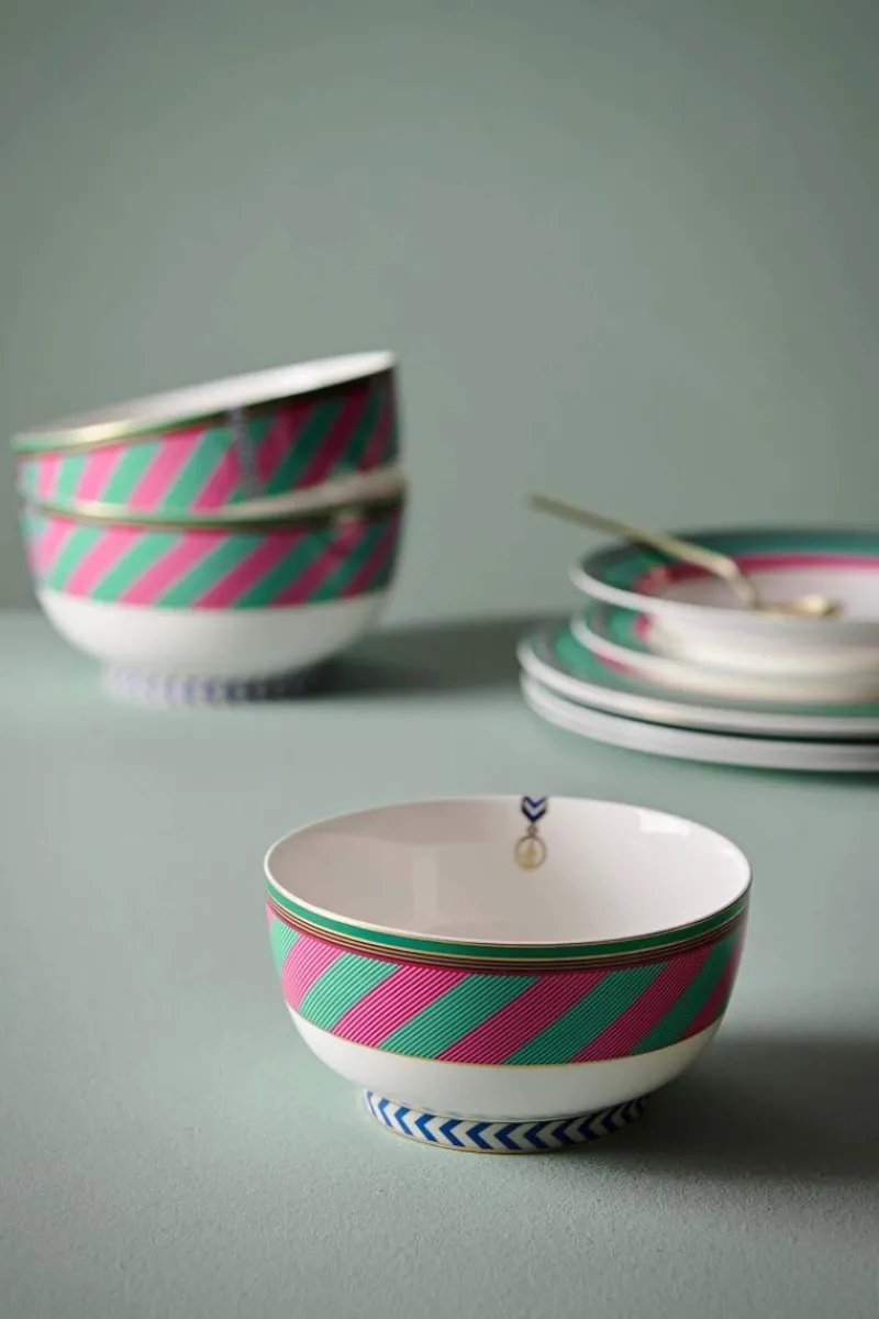 Pip Studio Schalen|Pip Chique Stripes Schale Rosa/Grün 15.5cm