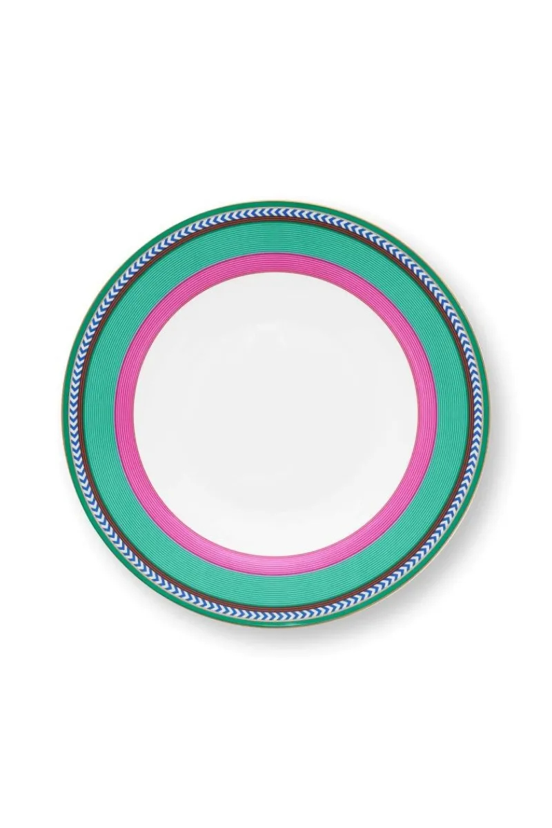Pip Studio Tiefe Teller|Pip Chique Stripes Tiefer Teller Rosa/Grün 23.5cm Mehrfarbig