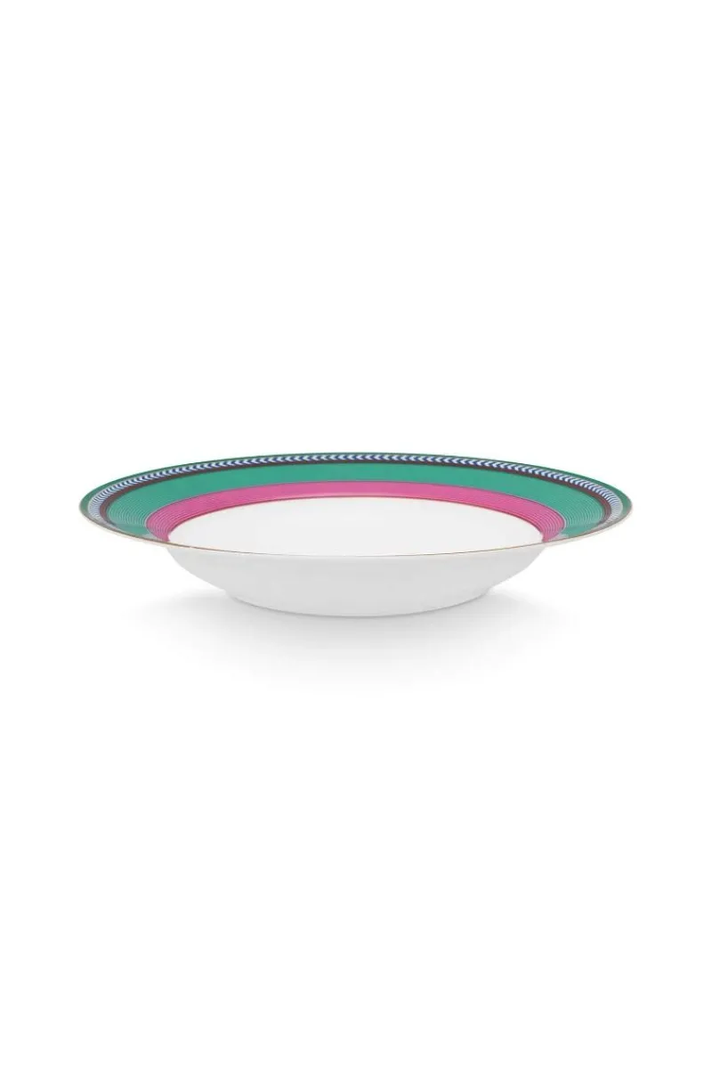 Pip Studio Tiefe Teller|Pip Chique Stripes Tiefer Teller Rosa/Grün 23.5cm Mehrfarbig