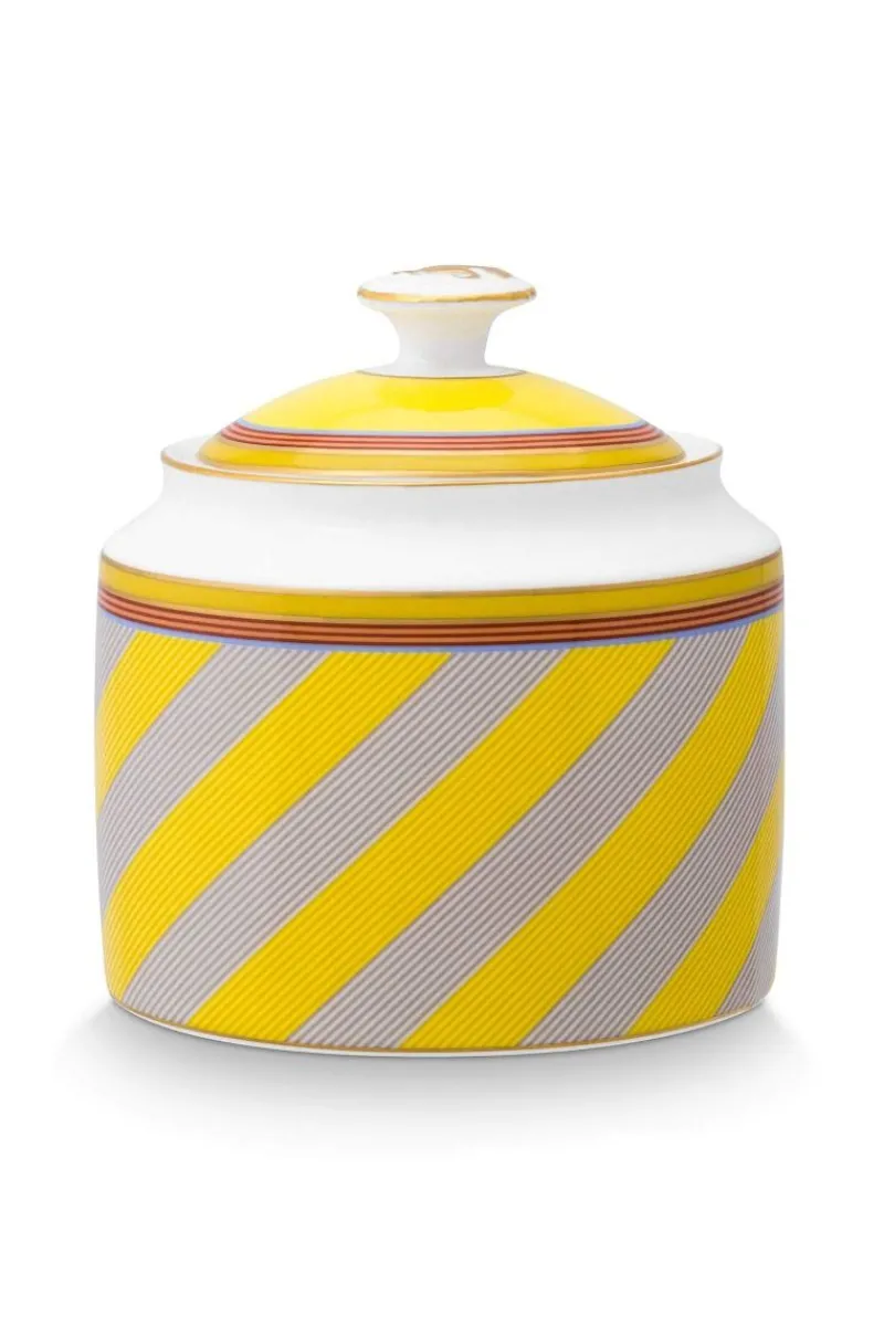 Pip Studio Zuckerdose|Pip Chique Stripes Zuckerdose Gelb