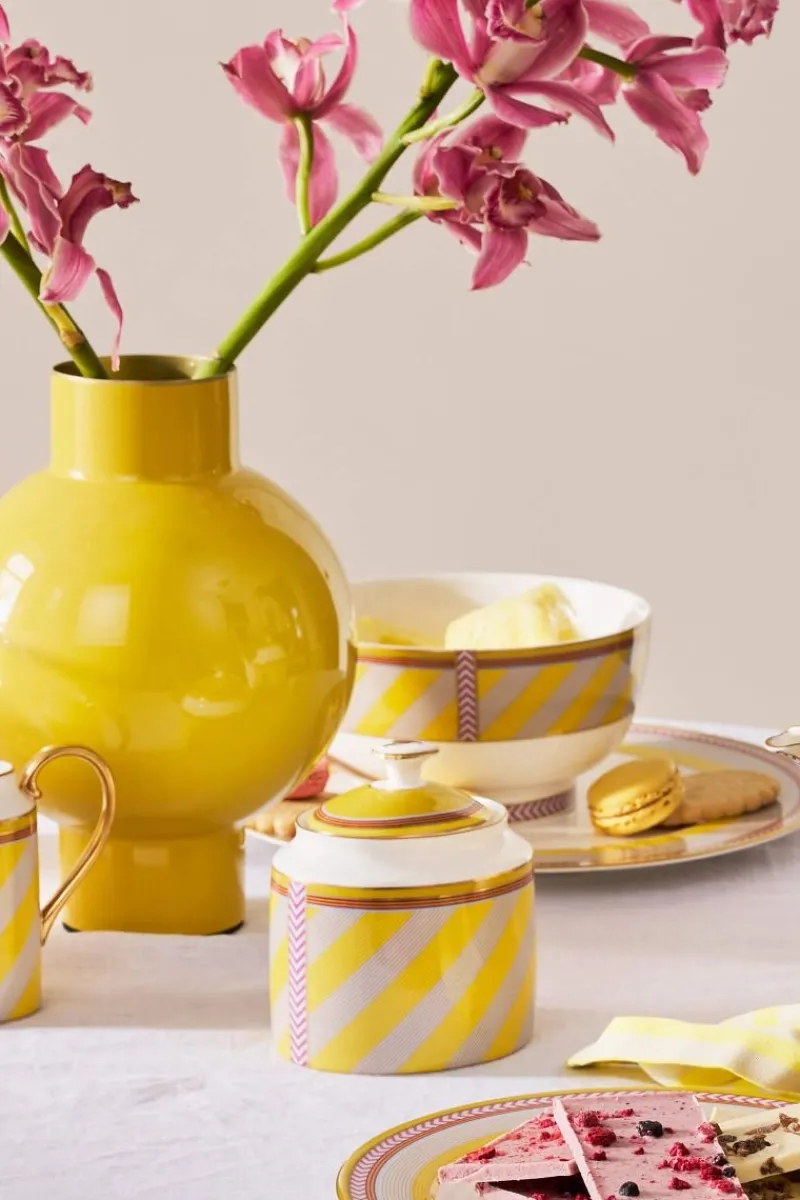 Pip Studio Zuckerdose|Pip Chique Stripes Zuckerdose Gelb