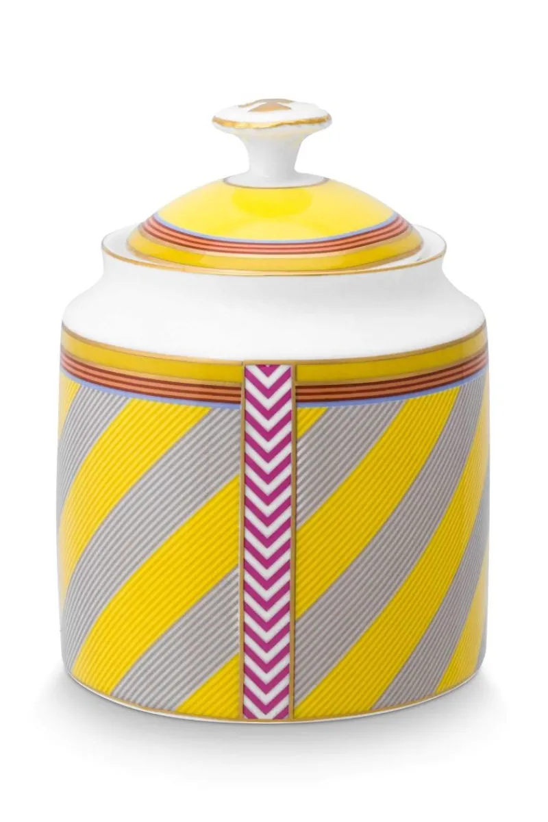 Pip Studio Zuckerdose|Pip Chique Stripes Zuckerdose Gelb