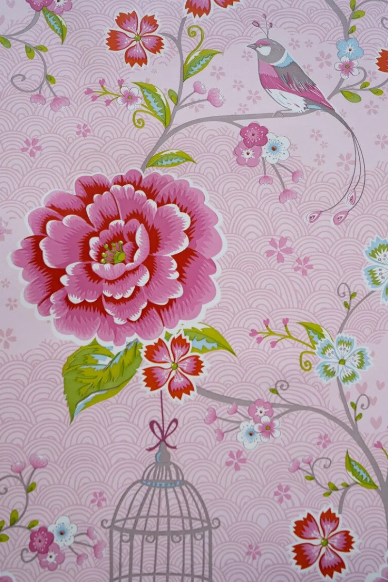 Pip Studio Vliestapete|Birds in Paradise Vliestapete Rosa