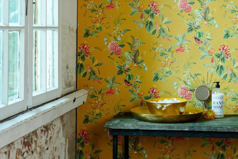 Pip Studio Vliestapete|Floris Vliestapete Gelb