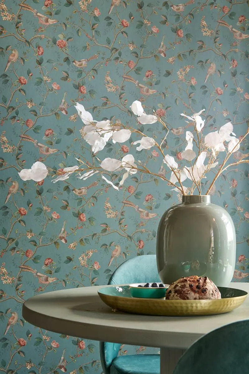 Pip Studio Vliestapete|Good Nightingale Vliestapete Petrol Blau