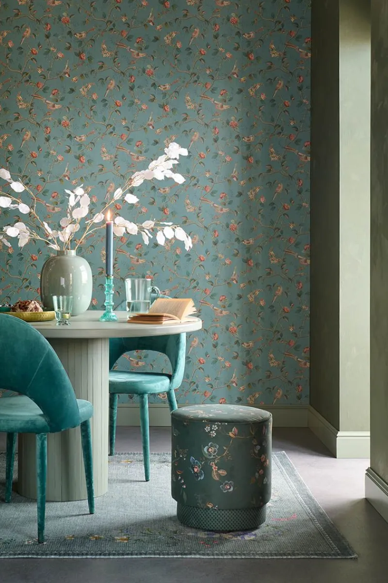 Pip Studio Vliestapete|Good Nightingale Vliestapete Petrol Blau