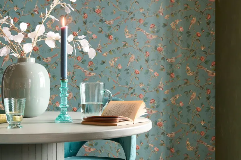 Pip Studio Vliestapete|Good Nightingale Vliestapete Petrol Blau