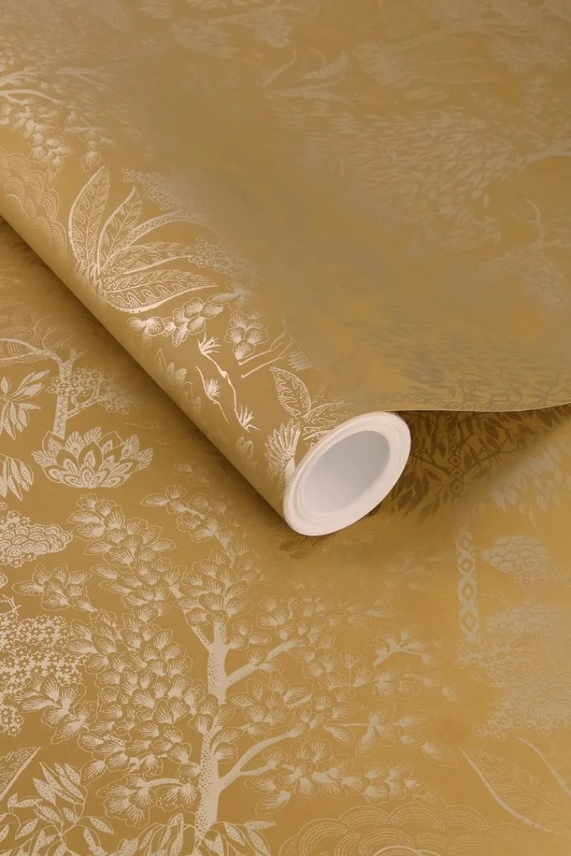 Pip Studio Vliestapete|Origami Tree Vliestapete Ocker/Gold Gelb