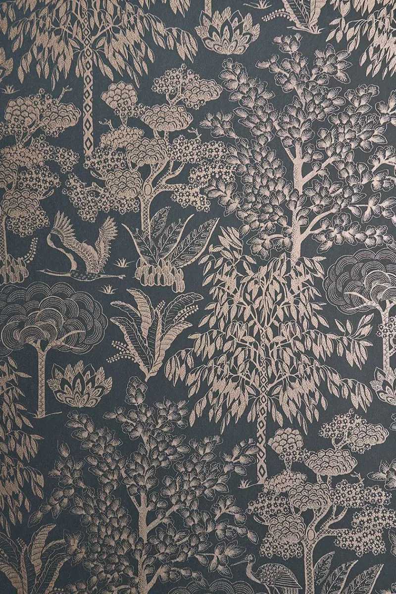 Pip Studio Vliestapete|Origami Tree Vliestapete Dunkel/Roségold Blau