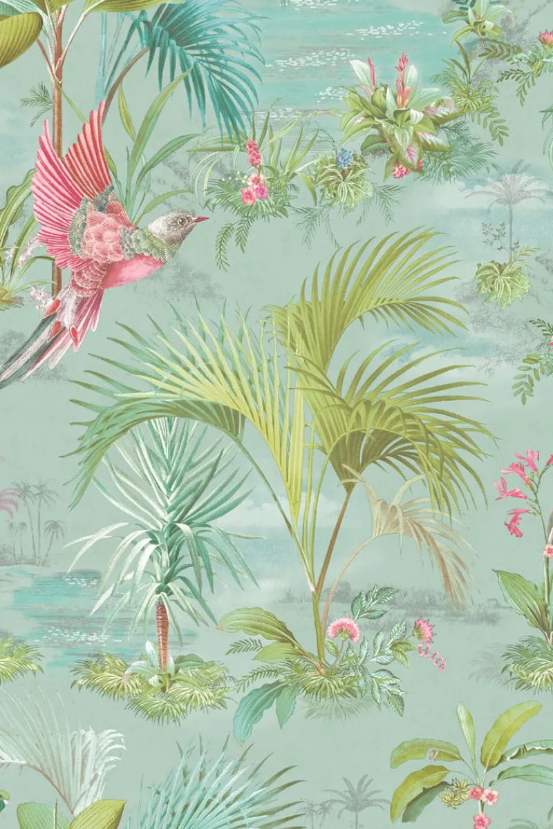 Pip Studio Vliestapete|Palm Scene Vliestapete Blau
