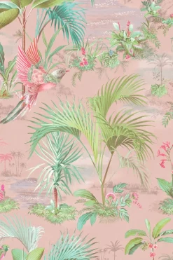 Pip Studio Vliestapete|Palm Scene Vliestapete Rosa