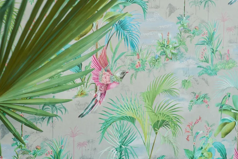 Pip Studio Vliestapete|Palm Scene Vliestapete Grau