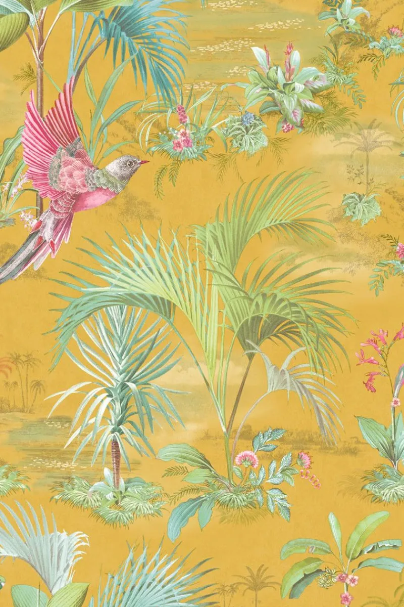 Pip Studio Vliestapete|Palm Scene Vliestapete Gelb