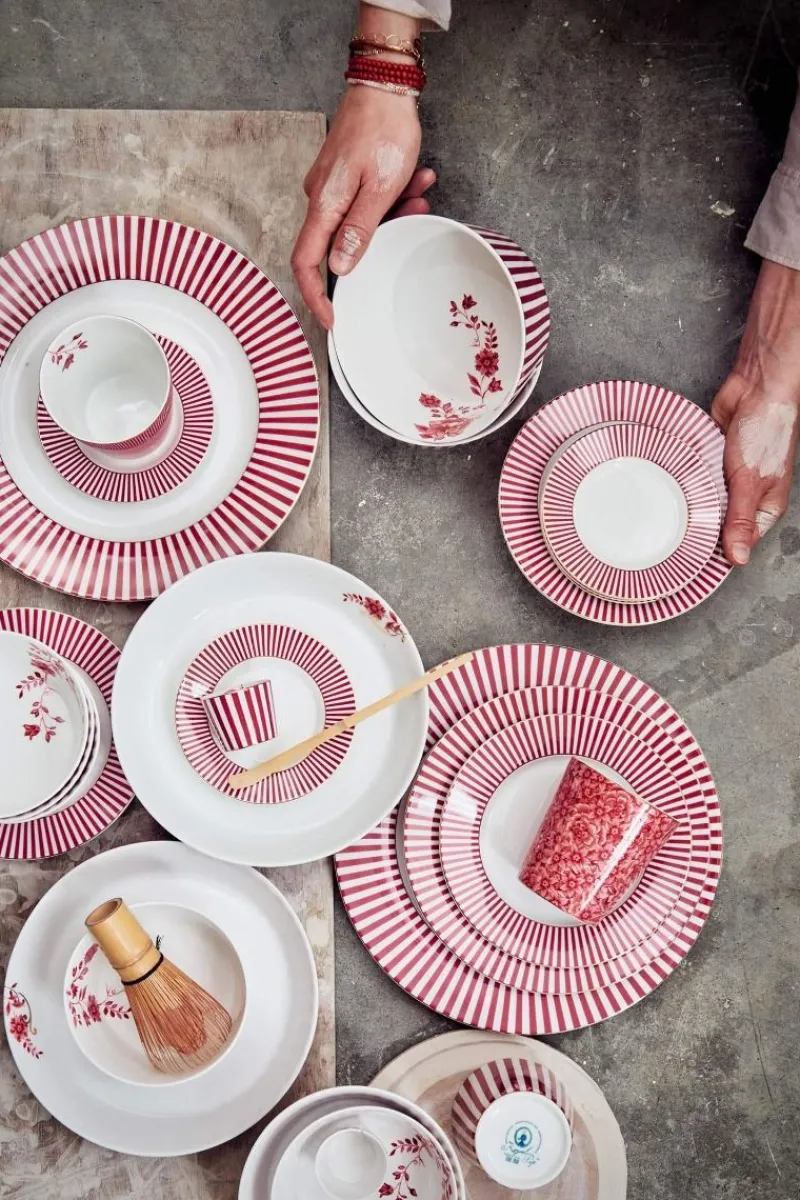 Pip Studio Frühstücksteller|Royal Stripes Frühstücksteller Dunkel 21cm Rosa