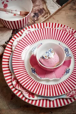 Pip Studio Frühstücksteller|Royal Stripes Frühstücksteller Dunkel 21cm Rosa