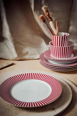 Pip Studio Frühstücksteller|Royal Stripes Frühstücksteller Dunkel 21cm Rosa