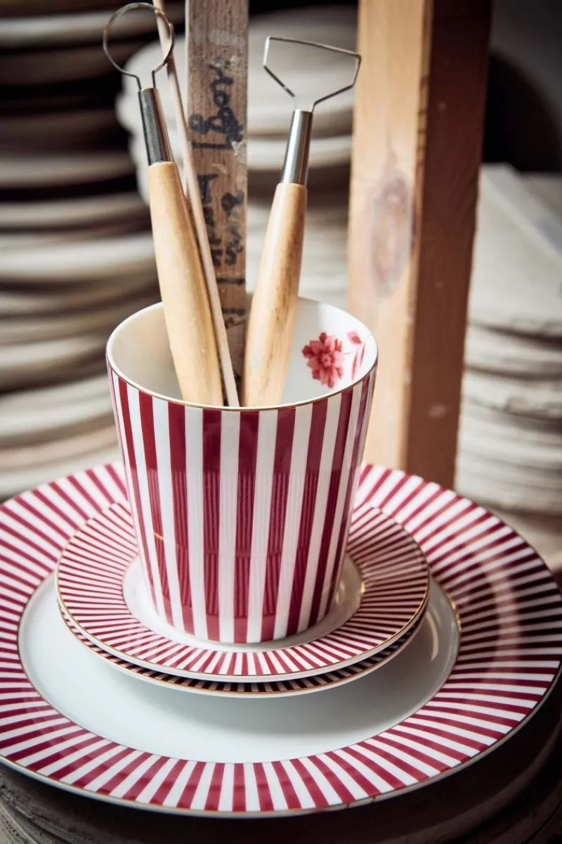 Pip Studio Gebäckteller|Royal Stripes Gebäckteller Dunkel 17cm Rosa