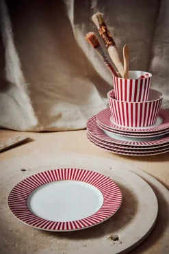 Pip Studio Gebäckteller|Royal Stripes Gebäckteller Dunkel 17cm Rosa