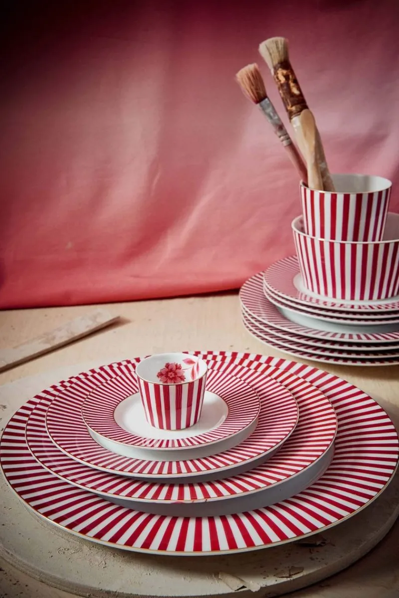 Pip Studio Gebäckteller|Royal Stripes Gebäckteller Dunkel 17cm Rosa