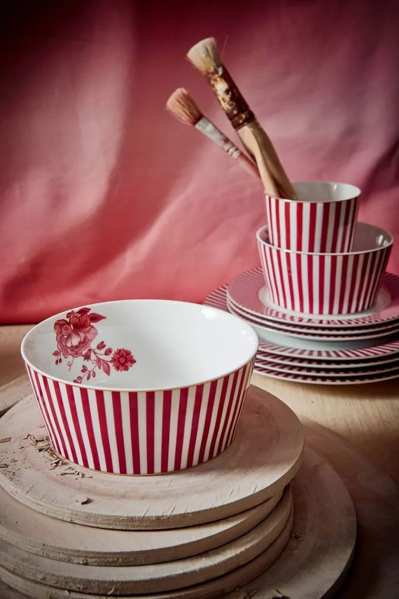 Pip Studio Schalen|Royal Stripes Schale Dunkel 15cm Rosa