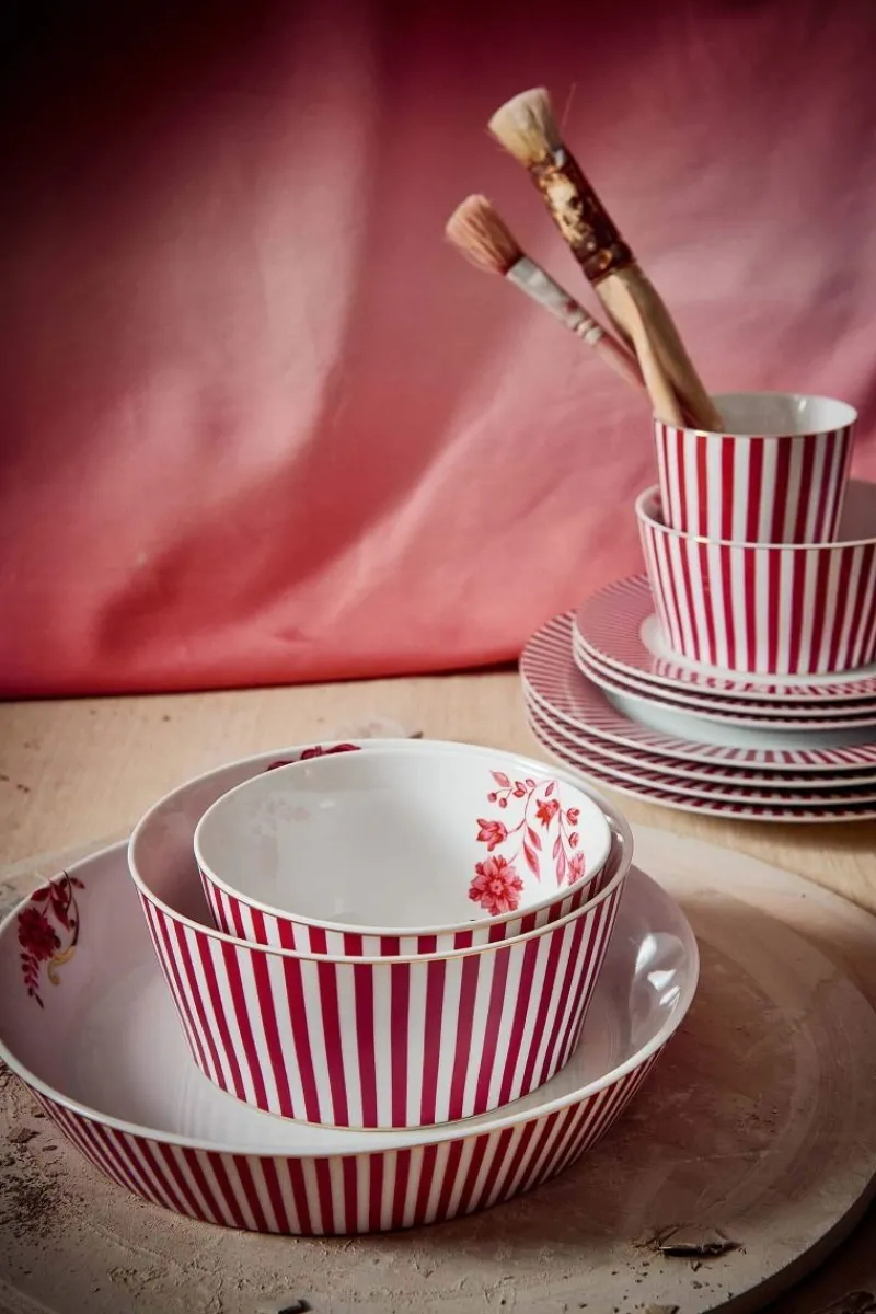 Pip Studio Schalen|Royal Stripes Schale Dunkel 15cm Rosa