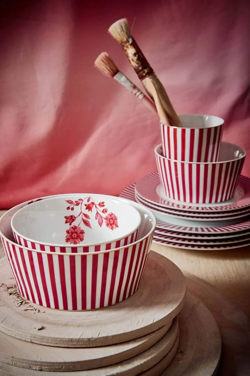 Pip Studio Schalen|Royal Stripes Schale Dunkel 15cm Rosa