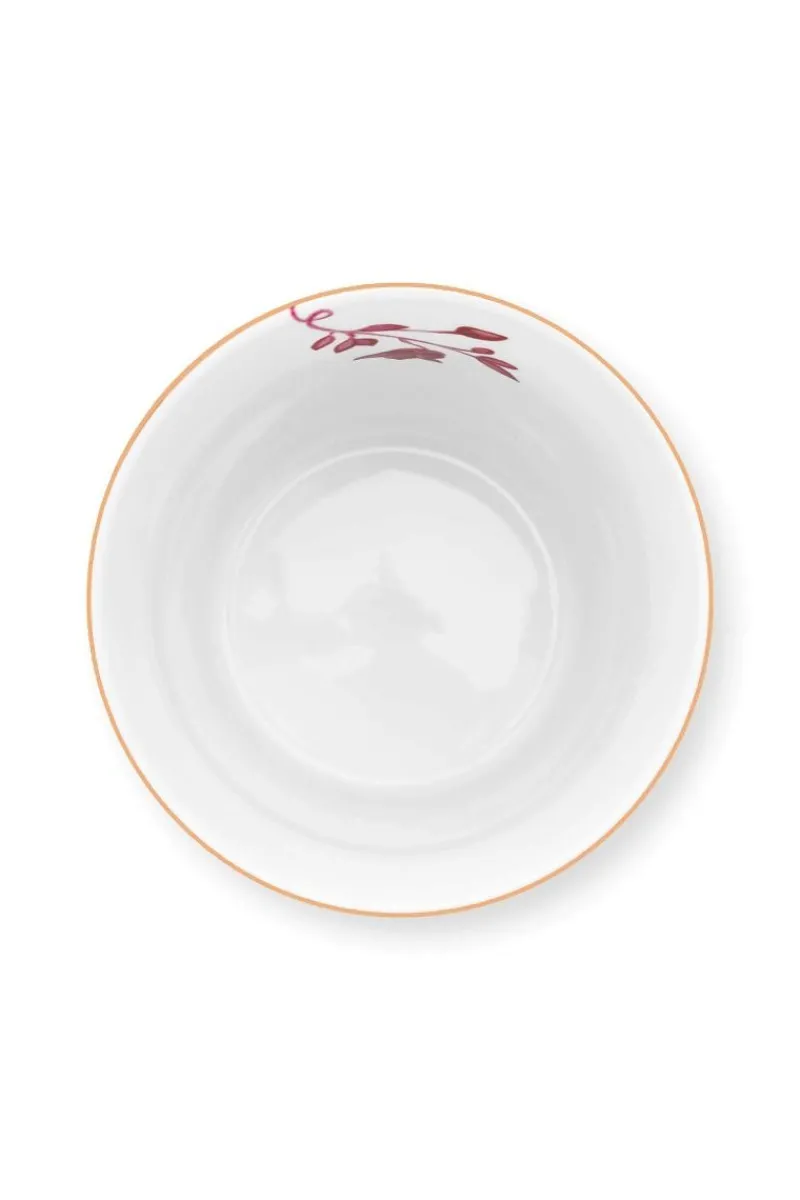 Pip Studio Teetassen|Porzellan Sets|Royal Stripes Tasse Blumen & Teebeutelablage Dunkel Rosa